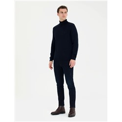 Lacivert Slim Fit Balıkçı Yaka Basic Triko Kazak