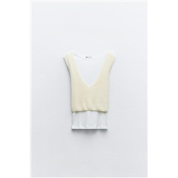 CONTRAST CHUNKY KNIT T-SHIRT