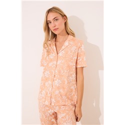 Pijama camisero Capri naranja algodón