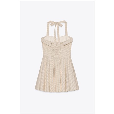 CHECK HALTER DRESS