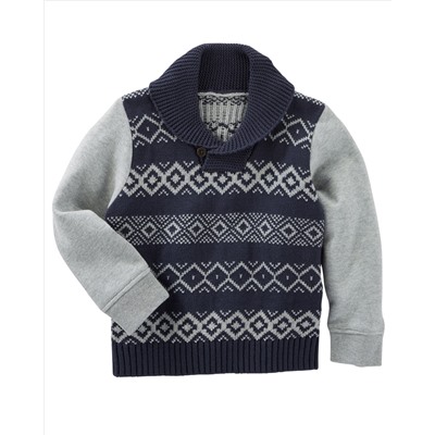 Fair Isle Shawl Collar Pullover