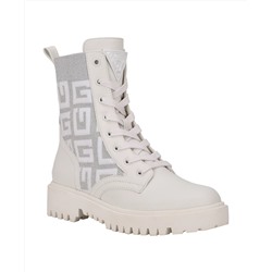 GUESS Women's Olinia Logo Knit Combat Lug Sole Booties