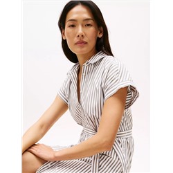 Stripe Dolman-Sleeve Shirtdress
