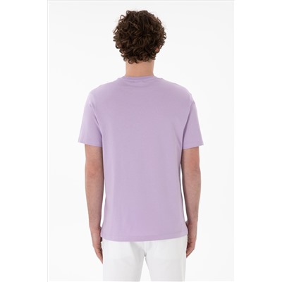 Erkek Regular Fit Bisiklet Yaka Lila Basic Tişört