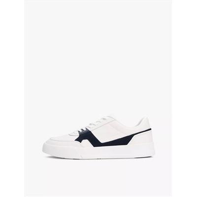 Leather Contrast Panel Court Sneaker