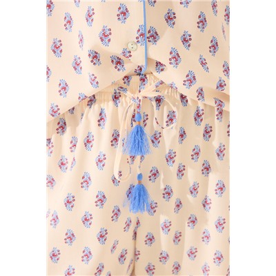 Pijama camisero largo viscosa beige