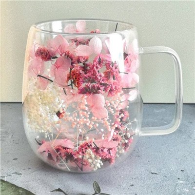 Яркая и красивая кружка с двойным дном и сухоцветами внутри 💐(набор 2 шт)