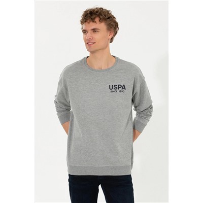 Erkek Gri Melanj Bisiklet Yaka Sweatshirt