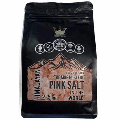 UNITED SPICES Pink Salt Himalayan Соль гималайская крупный помол дой-пак 1000г
