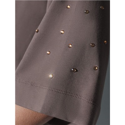 Футболка оверсайз с принтом стразами из премиального хлопка