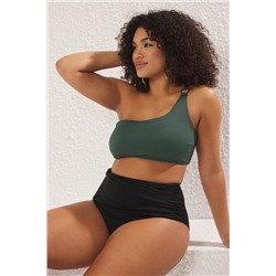 Yeşil Tek Omuz Büyük Beden Bikini Üstü TBBSS24CT00001