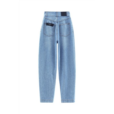 Vaquero mom fit de tiro alto Azul