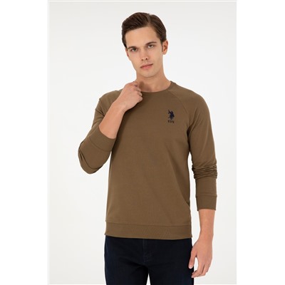 Erkek Haki Basic Sweatshirt