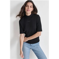 MOCK NECK LOGO SWEATER