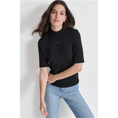 MOCK NECK LOGO SWEATER