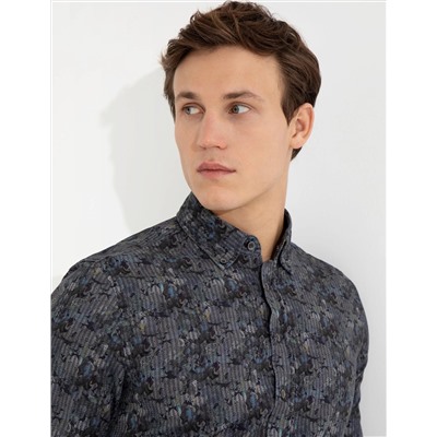 Yeşil Slim Fit Uzun Kollu Gömlek