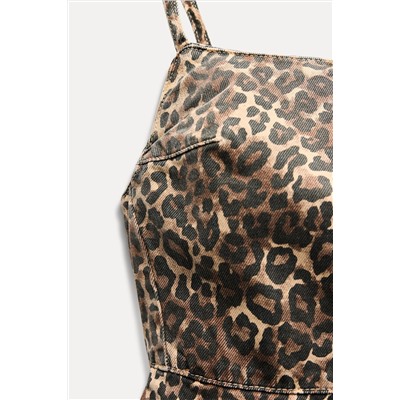 TRF SHORT DENIM ANIMAL PRINT DRESS