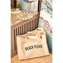 Melino Home %100 Pamuk “beach” Krem, Kanvas, Bez, Kumaş, Omuz, Plaj, Alışveriş Çantası / Tote Bag MH-1165