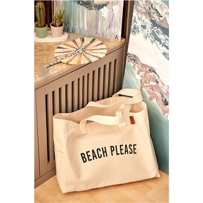 Melino Home %100 Pamuk “beach” Krem, Kanvas, Bez, Kumaş, Omuz, Plaj, Alışveriş Çantası / Tote Bag MH-1165