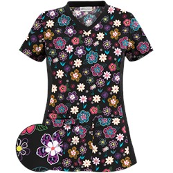 UA Wild Garden Black Scrub Top