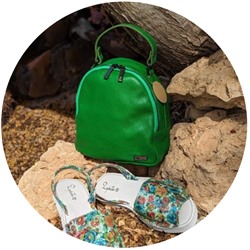 ZAPATOS · 2364-flores-verde+AB.Z · Pelle · mochila NAPA (630) verde