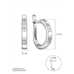 Серьги из серебра родированные 925 пробы Ct-43-01