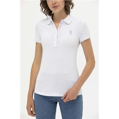 Kadın Beyaz Basic Polo Yaka Tişört