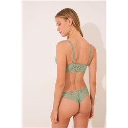 Tanga encaje floral verde