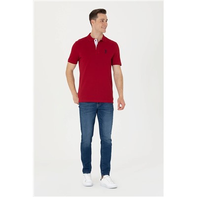 Erkek Bordo Polo Yaka Basic T-Shirt