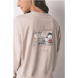 Pijama largo 100% algodón beige Snoopy