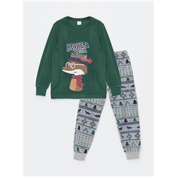 LC Waikiki Bisiklet Yaka Yılbaşı Temalı Uzun Kollu Polar Erkek Çocuk Pijama Takımı, LCW Kids                                            
                                            Bisiklet Yaka Yılbaşı Temalı Uzun Kollu Polar Erkek Çocuk Pijama Takımı