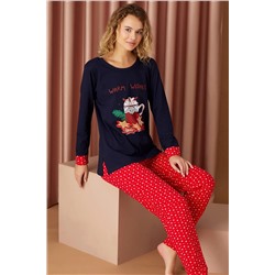 Siyah İnci Pamuklu Likralı Pijama Takım 22260587