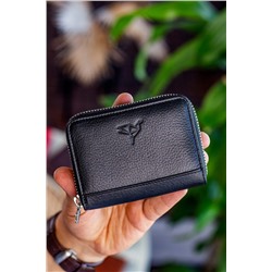 Garbalia, Sydney Hakiki Deri Bozuk Para Gözlü Rfid Engelleyici Unisex Siyah Cüzdan