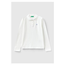 United Colors of BenettonKız Çocuk Krem Logo İşlemeli Polo T-Shirt