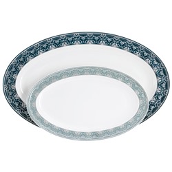 Сервиз обеденный, 6 перс, 27 пр, фарфор F, бело-синий, Кружево, Silver lace, 62699