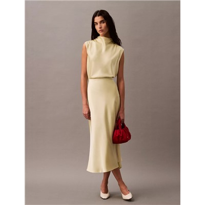 Matte Satin Midi Skirt