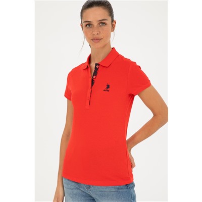 Kadın Kırmızı Basic Polo Yaka Tişört