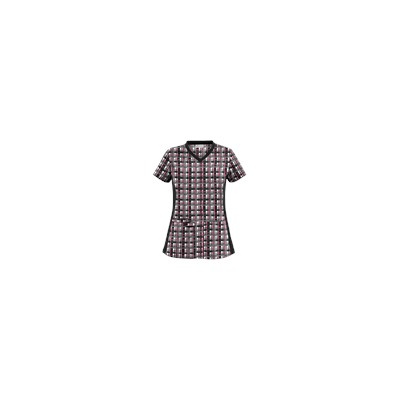 UA Plaid Sugar Berry Print Scrub Top
