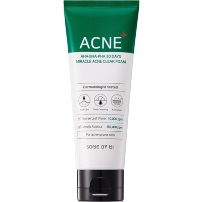 SOME BY MI AHA·BHA·PHA 30 DAYS MIRACLE ACNE CLEAR FOAM Очищающая пенка для умывания с кислотами 50мл