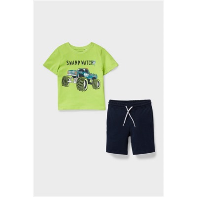 Set - Kurzarmshirt und Sweatshorts - Bio-Baumwolle - 2 teilig