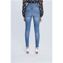 Vaquero skinny fit de tiro alto Azul