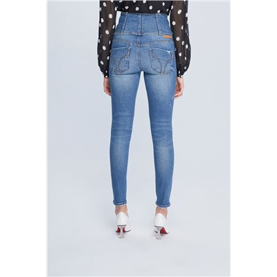 Vaquero skinny fit de tiro alto Azul