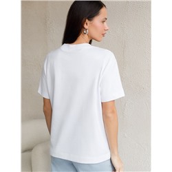 Свободная футболка с принтом из премиального хлопка с эастаном