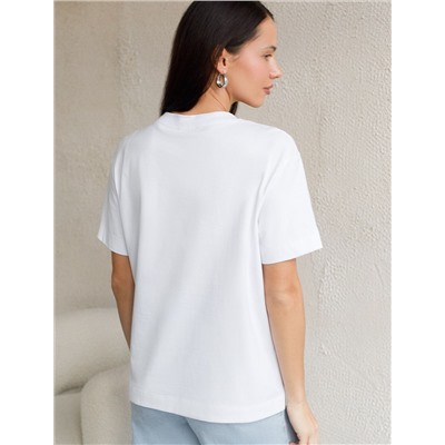 Свободная футболка с принтом из премиального хлопка с эастаном