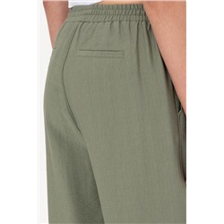 Kadın Koyu Haki Loose Relax Fit Kanvas Pantolon