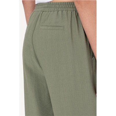 Kadın Koyu Haki Loose Relax Fit Kanvas Pantolon