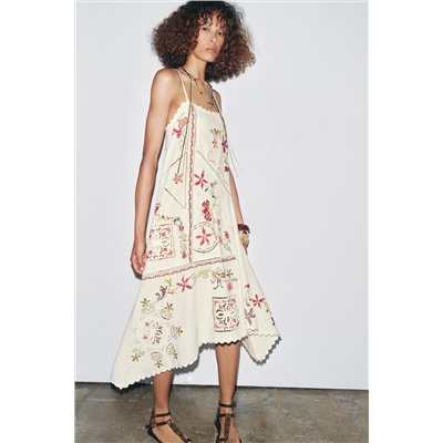 ZW COLLECTION ASYMMETRIC FLORAL EMBROIDERED DRESS