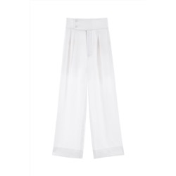 Pantalón palazzo de tiro alto Blanco