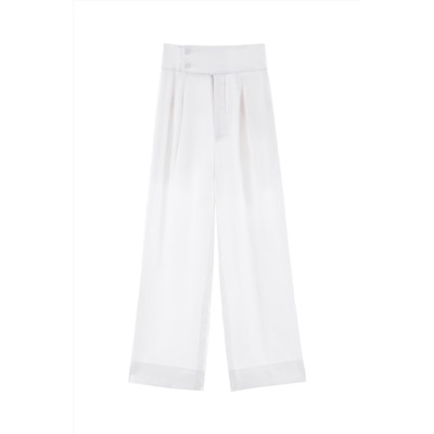 Pantalón palazzo de tiro alto Blanco