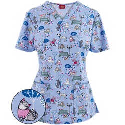 Dickies EDS Scrubs Dog Park Days Print Top